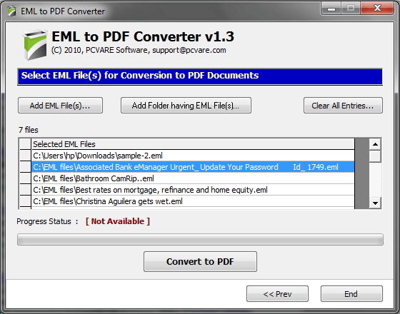 Export EML to PDF 3.02