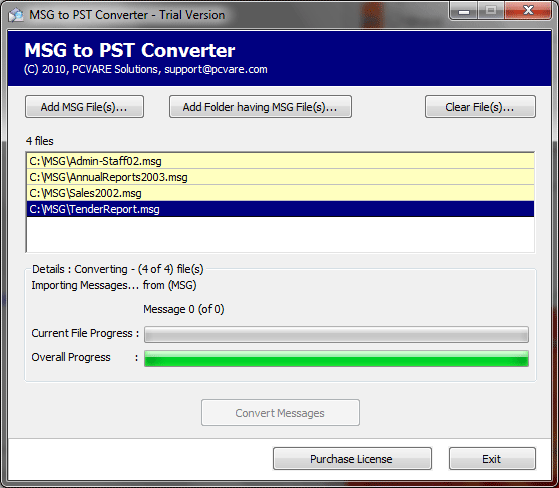 Move MSG files to PST 3.0