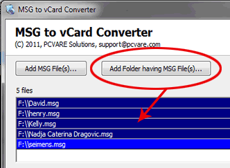 Batch Convert MSG to vCard using Batch MSG To vCard Converter Tool