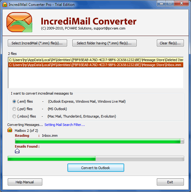 Move IncrediMail to Outlook Express 6.01