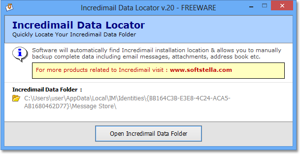 Locate Incredimail Data Folder
