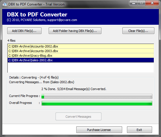 DBX to PDF Converter screenshot