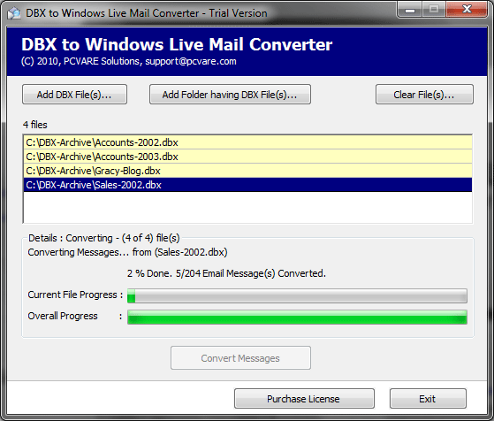 Export Outlook Express to Windows Mail screenshot