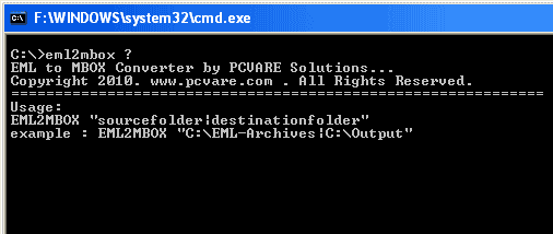 Command Line EML to MBOX Converter screenshot