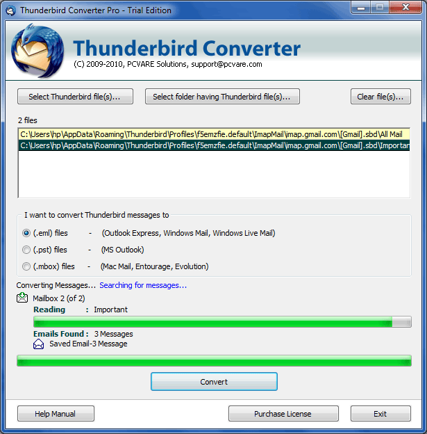 Thunderbird to EML Converter screenshot