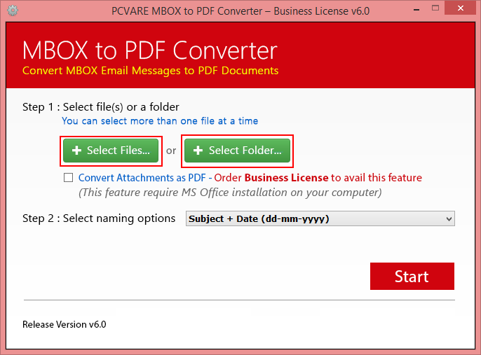 choose MBOX file for your conversion process