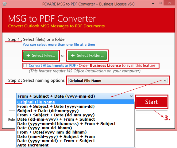 Save multiple Outlook emails with attachments to PDF screenshot