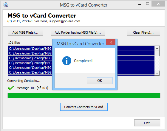Export Outlook Contacts to vCard 2016 screenshot