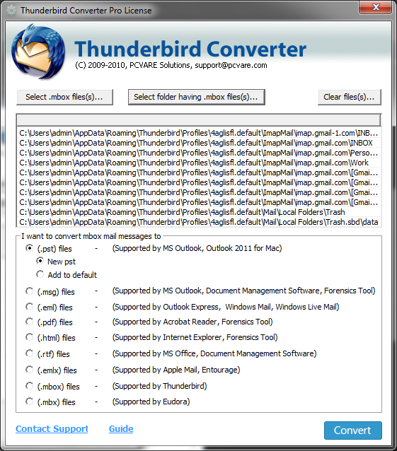 Thunderbird Email Conversion to Outlook screenshot